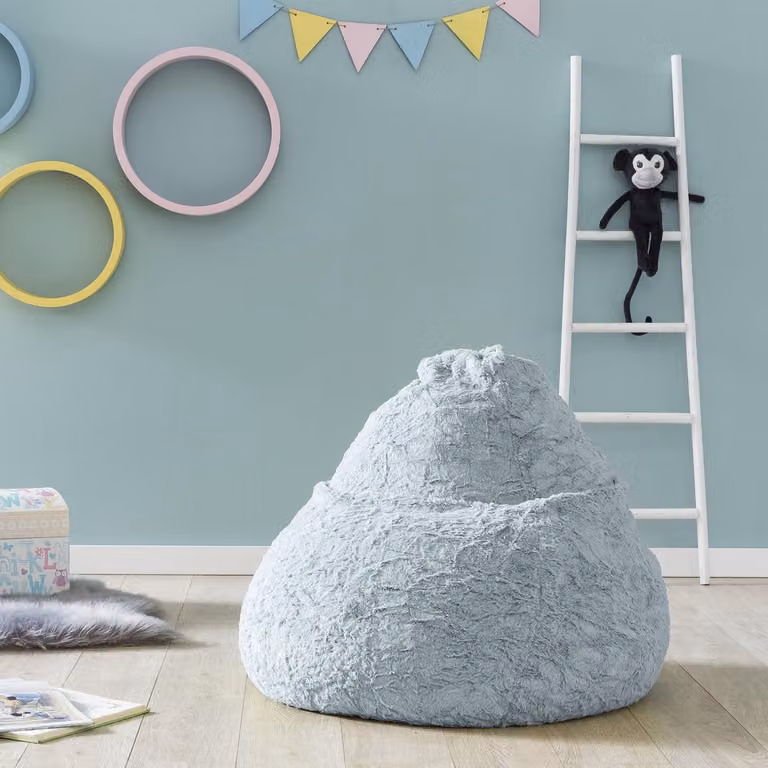 Lumaland Luxe Fluffy zitzak - Stijlvol pluche zitkussen voor volwassenen - Blauw - 120L