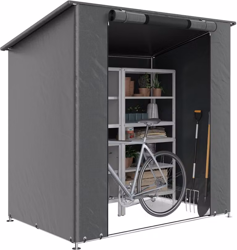 Tentgarage Donkergrijs met oprolbare ritssluiting en ventilatieraam, 1,9 x 1,2 m