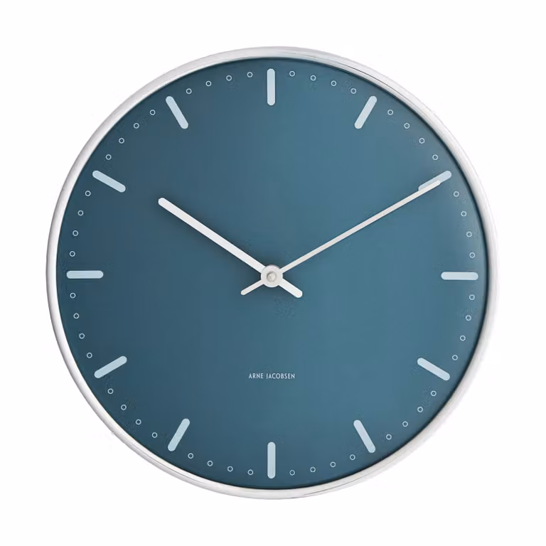 Arne Jacobsen Clocks City Hall wandklok Blauw, Ø29 cm