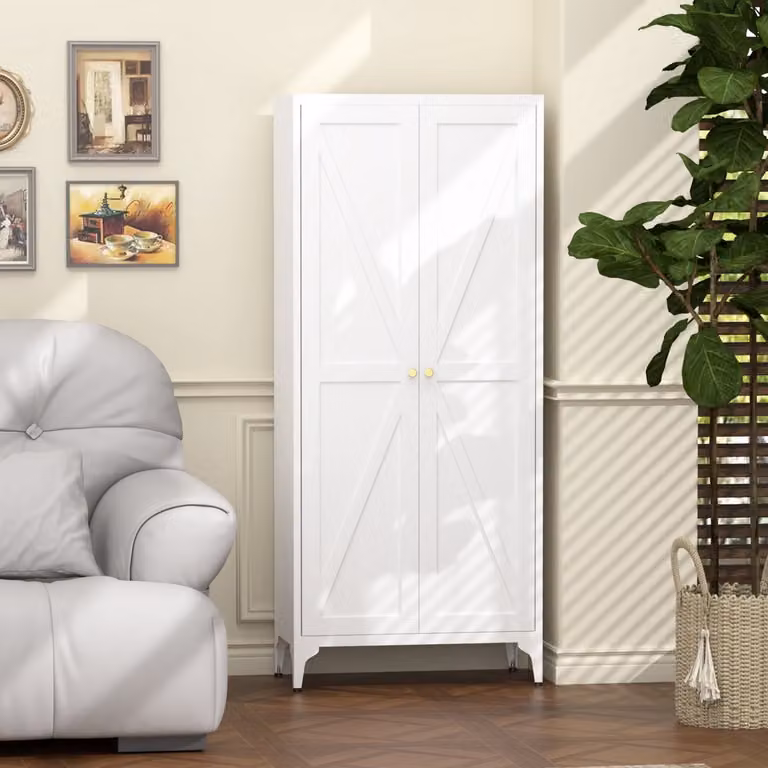Re-purelife Steel Home Collectie Metalen Opbergkast - Wit - H 165 x B 70 x D 35 cm