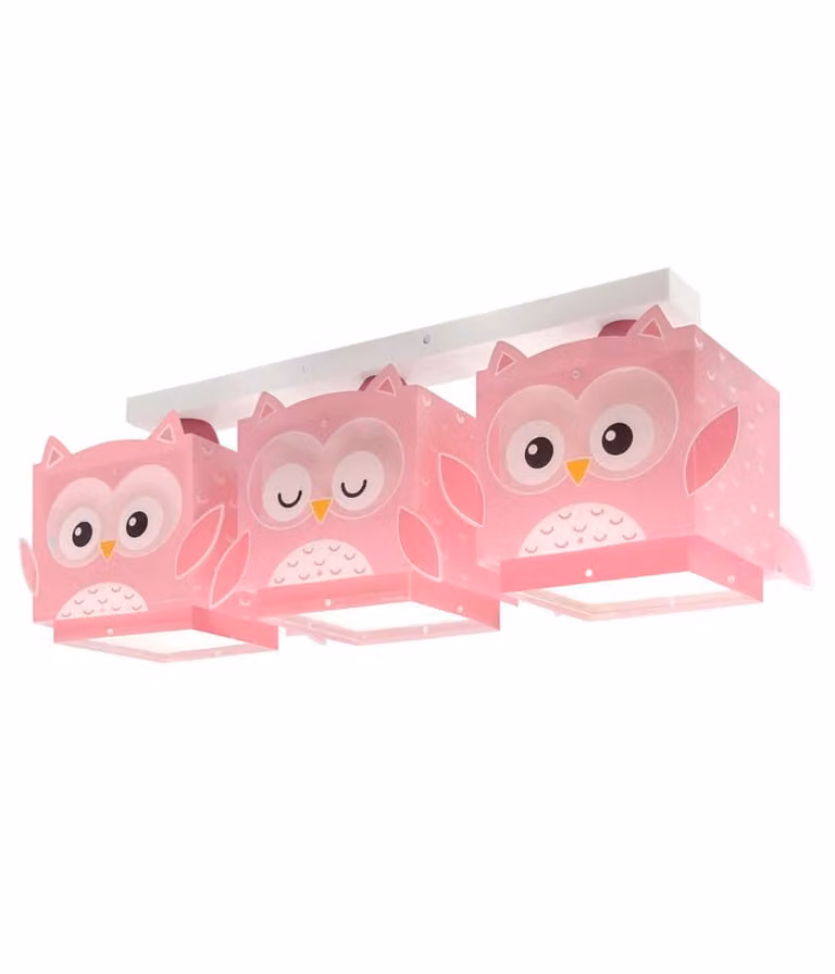 Dalber Pink Owl plafondlamp voor de kinderkamer in roze en wit