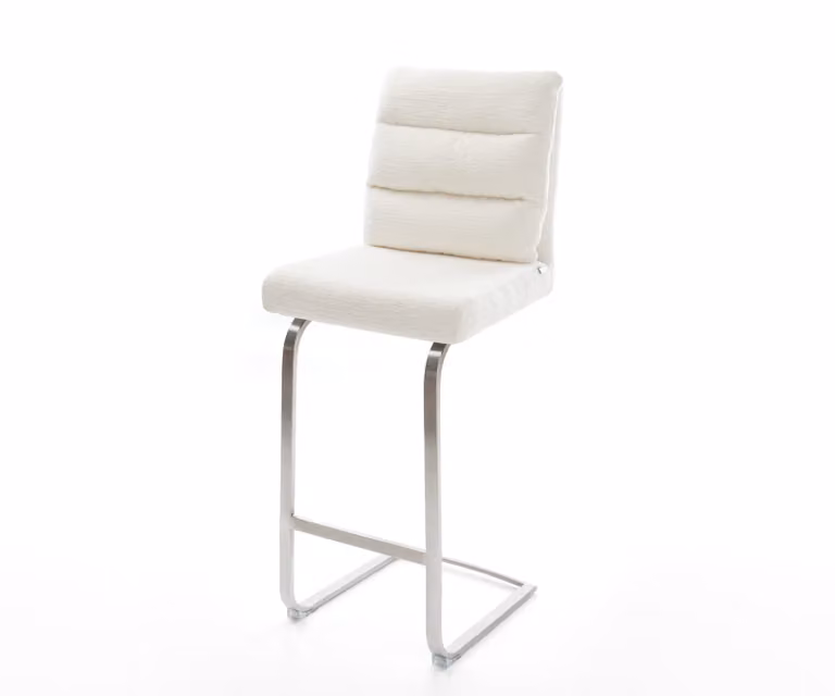 DELIFE Barstoel Pela-Flex Beige Bouclé met Zilveren Cantilever Frame