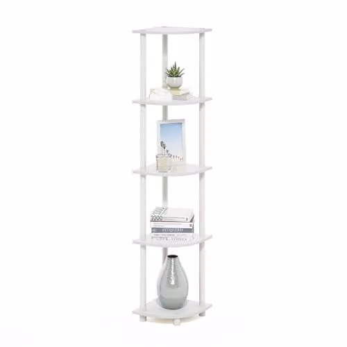 Furinno TURN-TUBE Hoekplank, 5-laags open opbergplank, wit