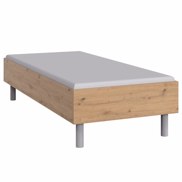 home24 Futonbed Easy, bruin/zilver eikenhout look, B/D/H: 120 x 200 x 60 cm