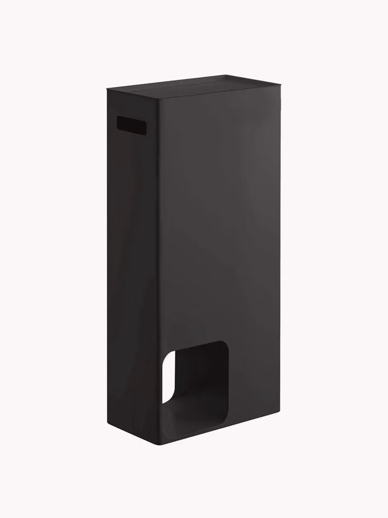 Yamazaki Reserverolhouder met afdekking zwart metaal B: 23 cm, D: 13 cm, H: 48 cm