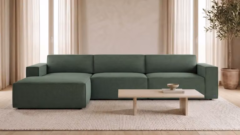 BRUNO® LOUNGE Hoekbank Dwarsligger in mosgroen met opbergruimte en logeerbed