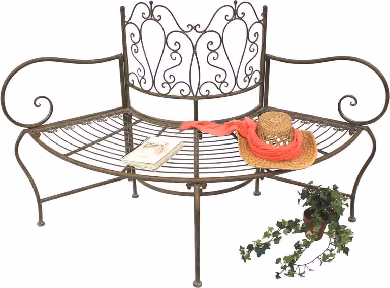 DanDiBo Ronde Tuinbank JC112287, 3-zits, Bruin, Metaal