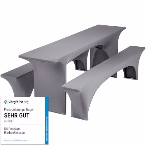 Gräfenstayn Leopold Stretch 3-delige biertafelhoezenset voor biertentgarnituur, antraciet, B/D/H: 50 x 220 cm