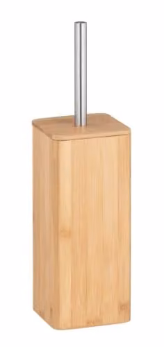 Wenko Toiletgarnituur van bamboe met gesloten houder en verwisselbare zwarte borstel, naturel, B/D/H: 10,1 x 10,1 x 37,5 cm