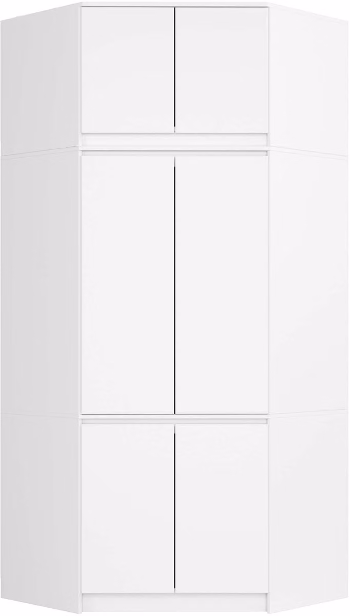 AKORD Furniture Factory Hoekkledingkast S100 met Opzetstuk, Wit, H 235 x B 100 x D 50 cm