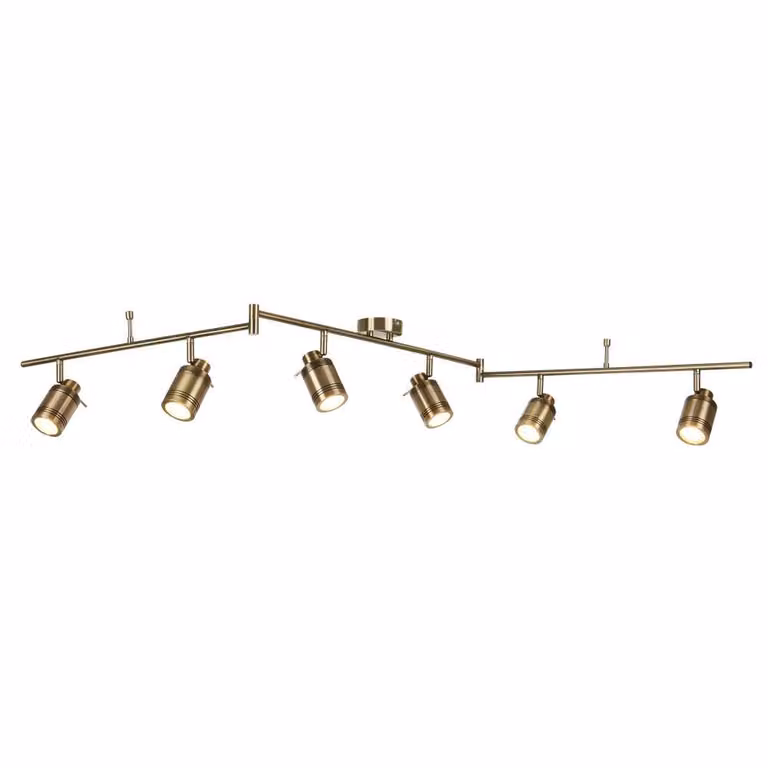 Searchlight Samson 6-lichts opbouwspot - zwart/goud/messing