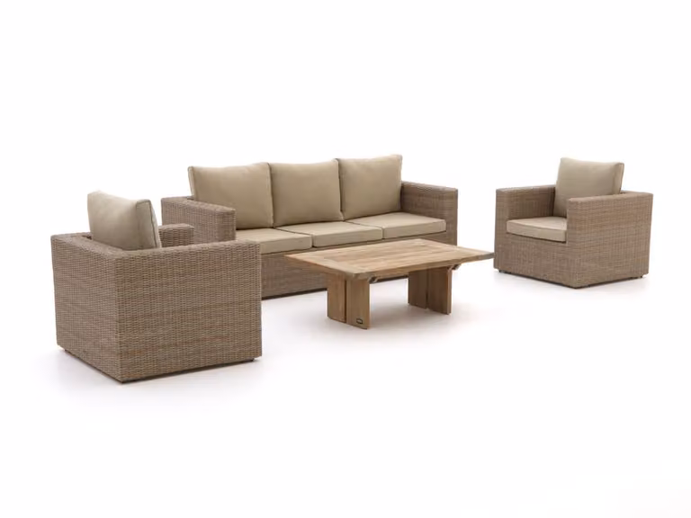 Intenso Furniture Loungeset voor 5 personen in Old Teak met beige kussens