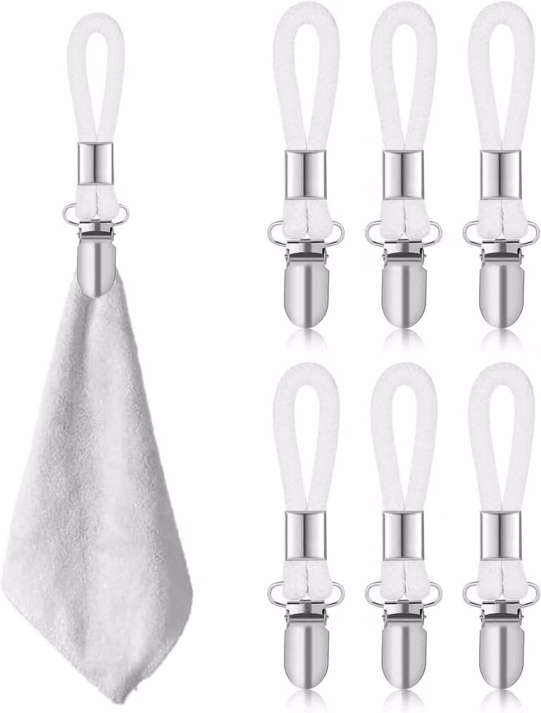 Set van 6 handdoekclips met lus voor in de keuken en badkamer