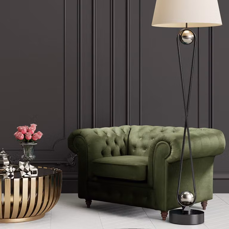 home24 Valeria Fauteuil groen microvezel B/D/H: 128 x 75 x 91 cm
