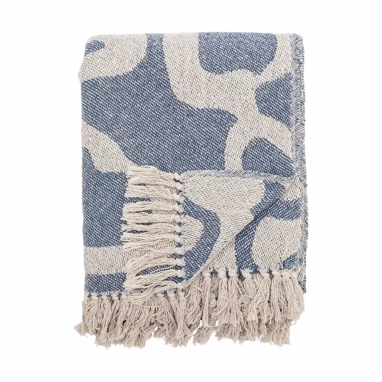 Bloomingville Salobre plaid katoen blauw B: 160 cm, D: 130 cm