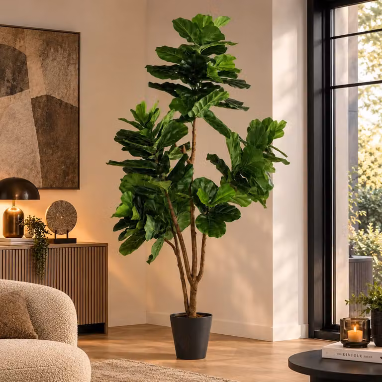 Countryfield Kunstplant Ficus lyrata groen - Hoogte: 230 cm, Breedte: 90 cm