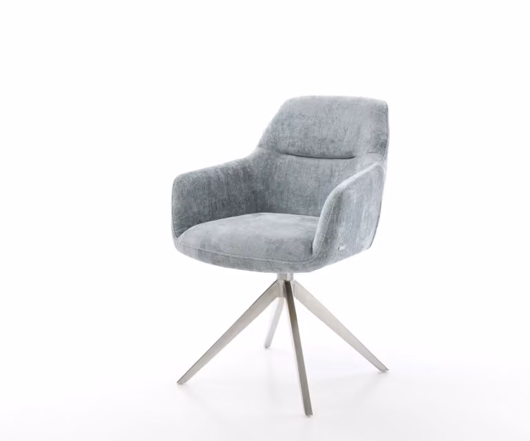DELIFE Pejo-Flex Draaistoel met Chenille Stoffering in Blauw en Zilver Kleur