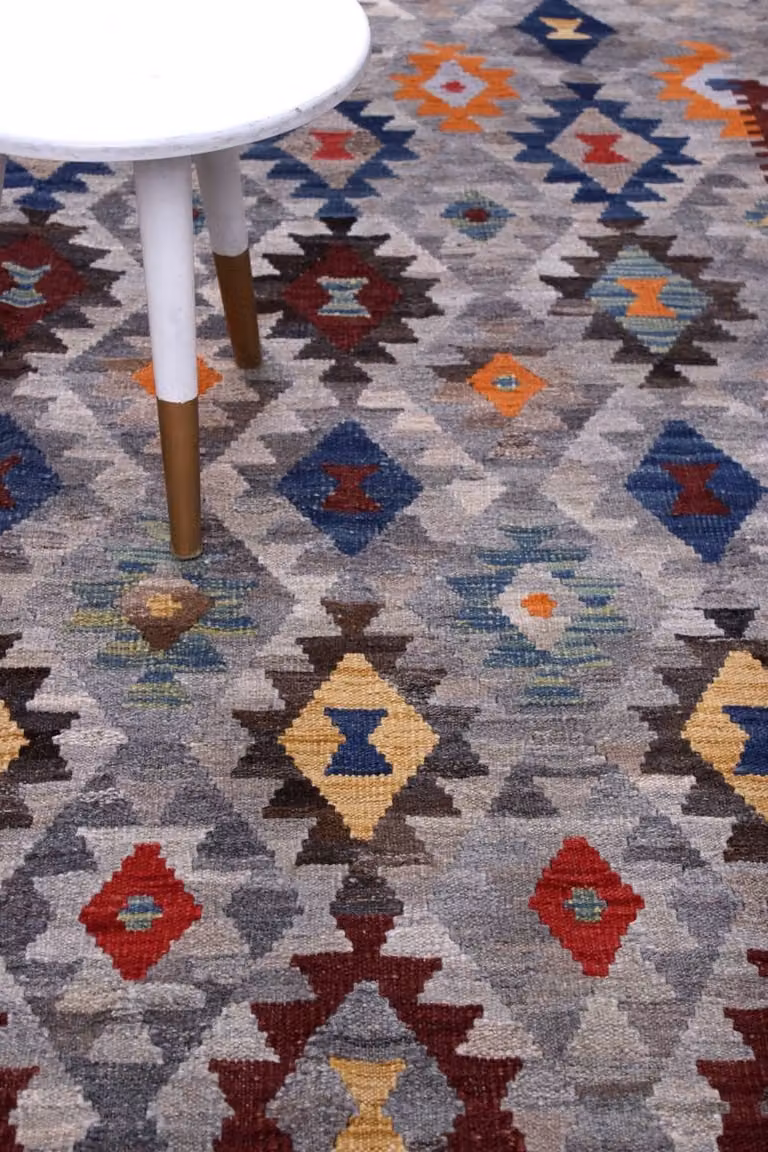 Koho Afghan Kelim Handgeweven Laagpolig Wollen Vloerkleed - Kleurrijk - Modern - B/D: 300 x 210 cm