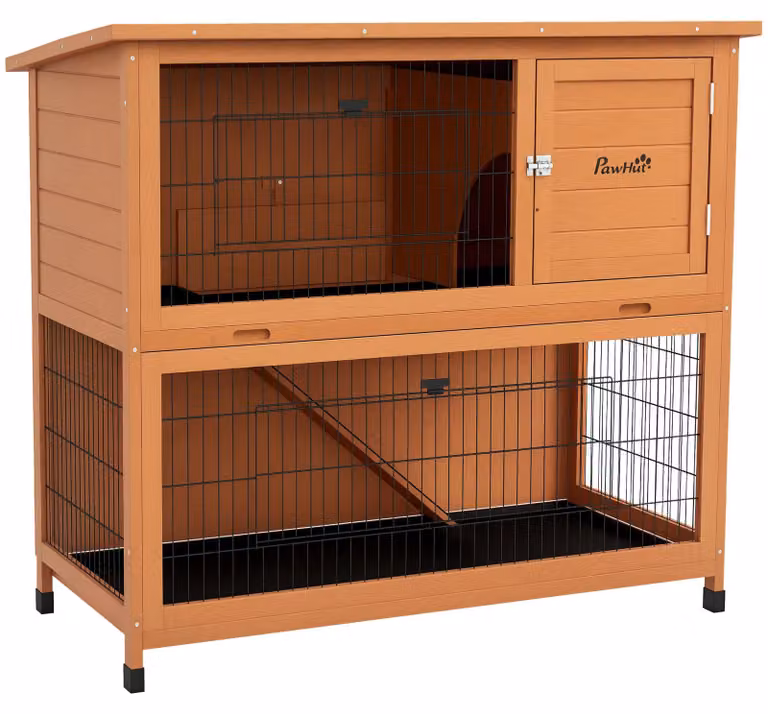 PawHut konijnenhok en kooi voor kleine dieren, H x B x D: 112 x 123 x 63 cm