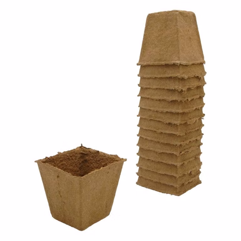 Set van 14 Nature biopotjes met afmetingen 8 x 8 cm