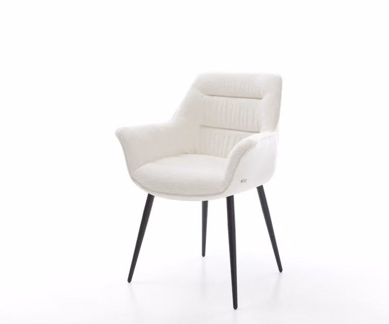 DELIFE Eetkamerstoel Kaira-Flex beige bouclé met zwarte metalen poten