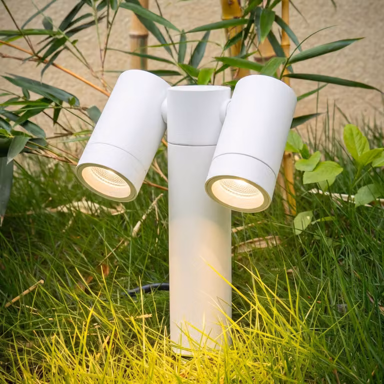 PRIOS Tulimar Prikspot, 2-lichts, Wit, IP65, Dimbaar, Aluminium en Glas, Modern