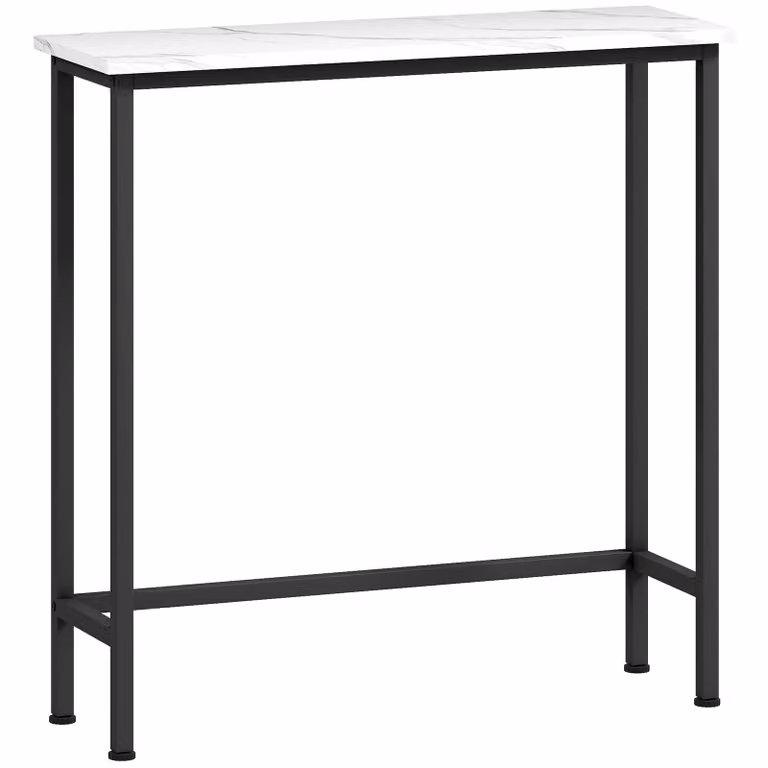 HOMCOM Consoletafel met verstelbare voetjes en anti-kantelbanden, Zwart, B: 75 cm, D: 24 cm, H: 76 cm