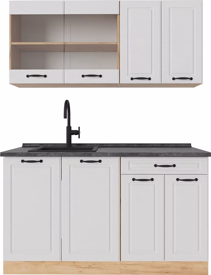 Vicco R-Line Keukenblok Wit/Gouden Eik en Antraciet, Breedte: 140 cm