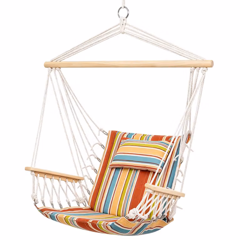 Outsunny Hangstoel met kussen, weerbestendige hangschommel voor de tuin, grijs, B/D/H: 100 x 100 x 150 cm