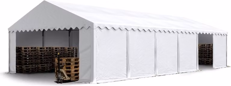 TOOLPORT Opslagtent 6x12 m met wit PVC-zeil en grondframe