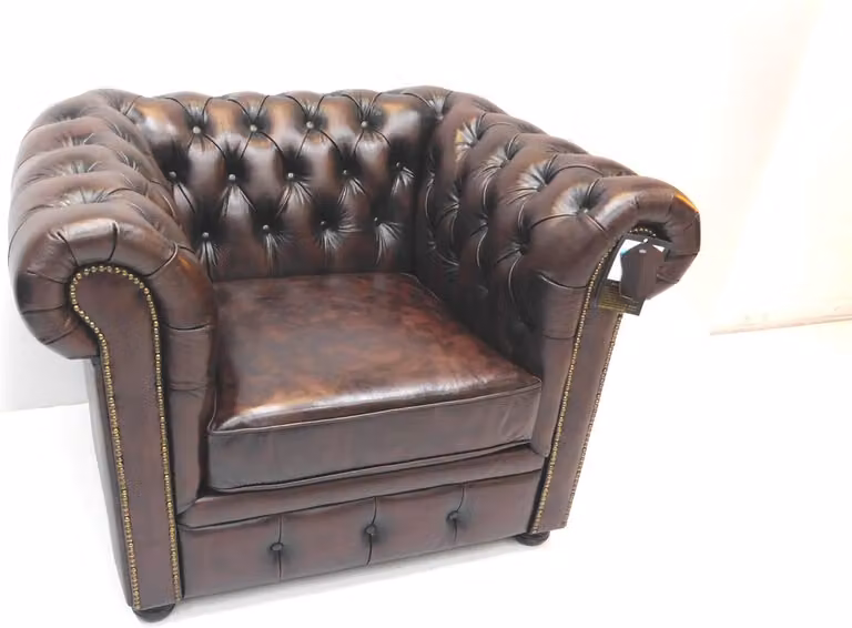 Chesterfield fauteuil SPRINGFIELD Handwish leder Brown