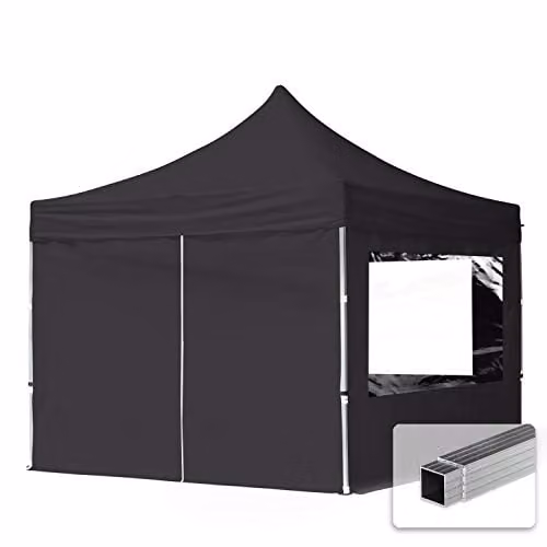 TOOLPORT Vouwpaviljoen Partytent met 4 zijdelen, Zwart, 3 x 3 m