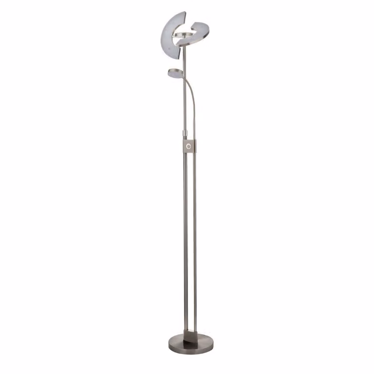 Searchlight Gio moderne vloerlamp voor lezen in zilver metaal