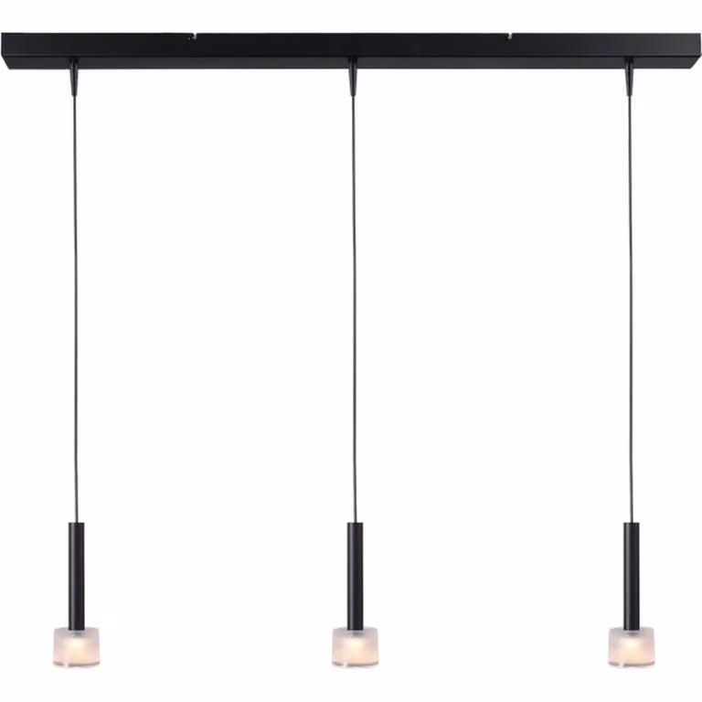 Masterlight Fabro 3-lichts led hanglamp - zwart - aluminium en glas