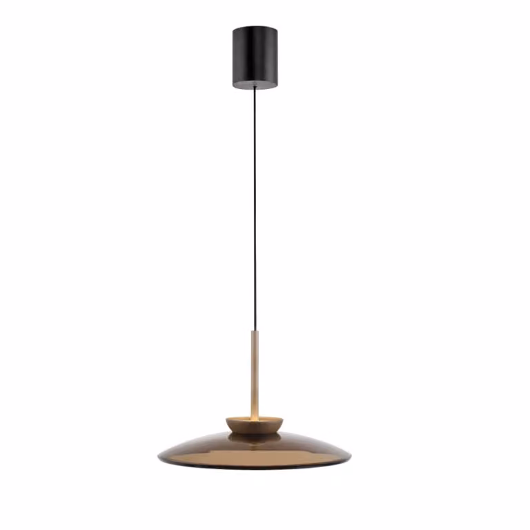 Paul Neuhaus Pure E-Moon LED hanglamp brons met amberkleurig glas Ø 50 cm