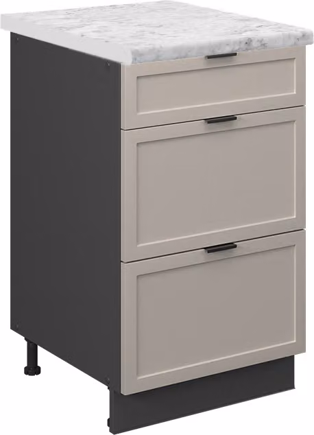 Vicco Keukenonderkast Fame-Line GrijsBeige/Antraciet met Marmeren Werkblad, Breedte: 50 cm, Model 50274