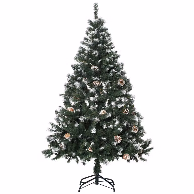 HOMCOM Kunstmatige Kerstboom met 676 takken en besneeuwde toppen, 180 cm