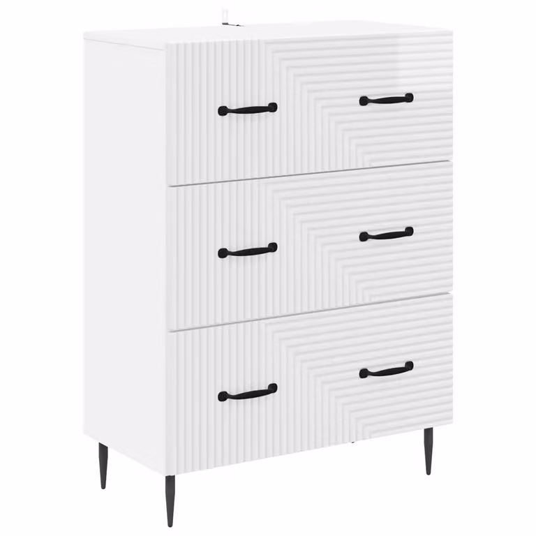 vidaXL Ladekast in wit hoogglans met vintage uitstraling, B/D/H: 66 x 34,5 x 89,5 cm