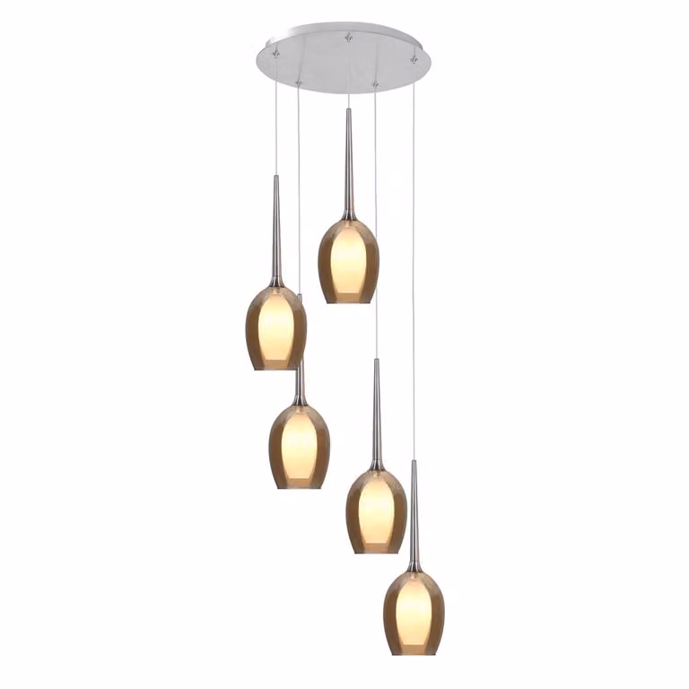 Highlight Hanglamp Belle 5-lichts rond zilver met transparant glas