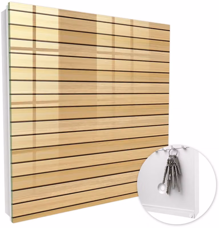 Coloray Sleutelbox met 50 haken en glazen deuren - Beige - B/D/H: 30 x 30 x 5 cm