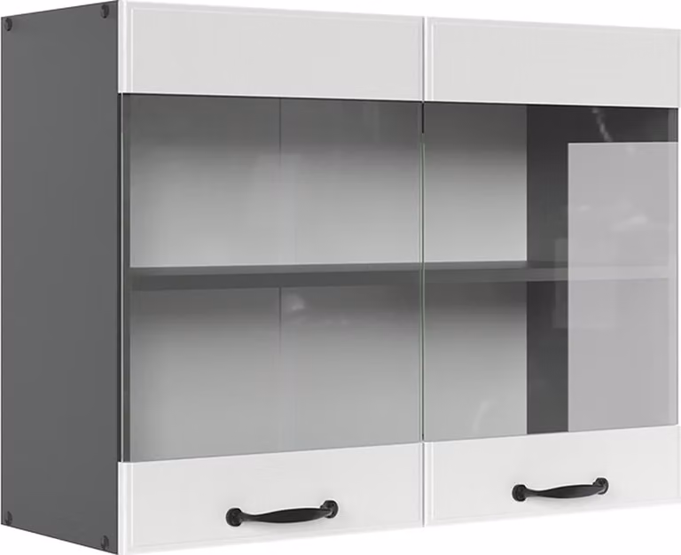 Vicco R-Line Glazen keukenkast Wit Landhuis met MDF-front en 1 Legplank, Breedte: 80 cm, Diepte: 31 cm