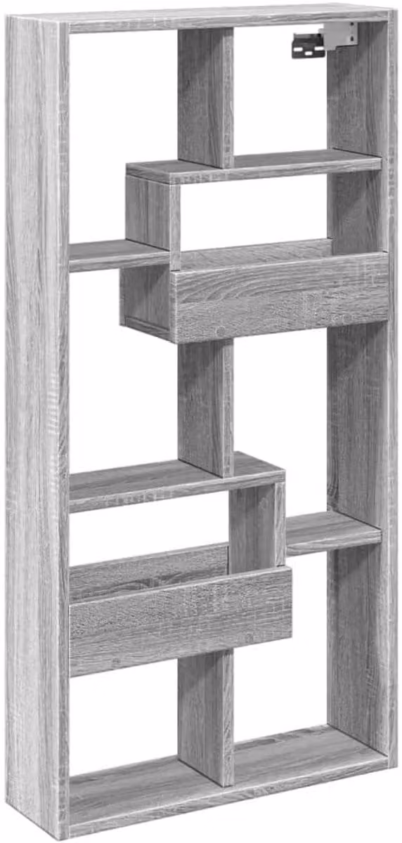 Wandkast Sonoma Eiken Grijs van Gegraveerd Hout voor in de Keuken, B: 50 cm, D: 15 cm, H: 100 cm