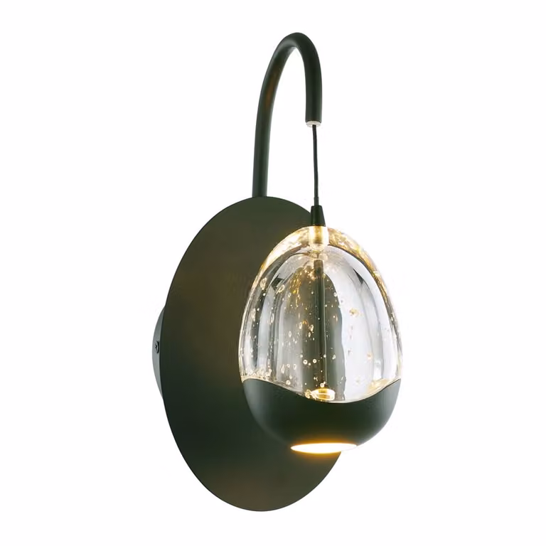 Highlight Wandlamp Clear Egg zwart met helder glas
