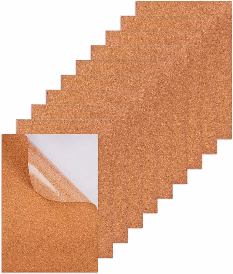Zelfklevende kurkplaten voor wanddecoratie en memoboards, 10 stuks, bruin, B: 29,7 cm, D: 21 cm