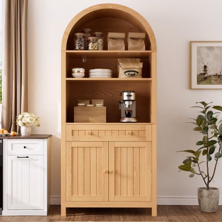 Modern Dressoir Buffetkast met Verstelbare Planken en Lades in Natuurlijk Hout voor Woonkamer en Keuken, B: 180 cm, H: 76 cm, D: 40 cm
