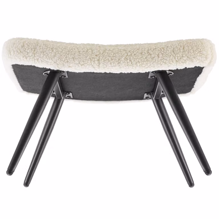 TecTake Hygge fauteuil met hocker, Scandinavisch design, Bouclé crème/zwart