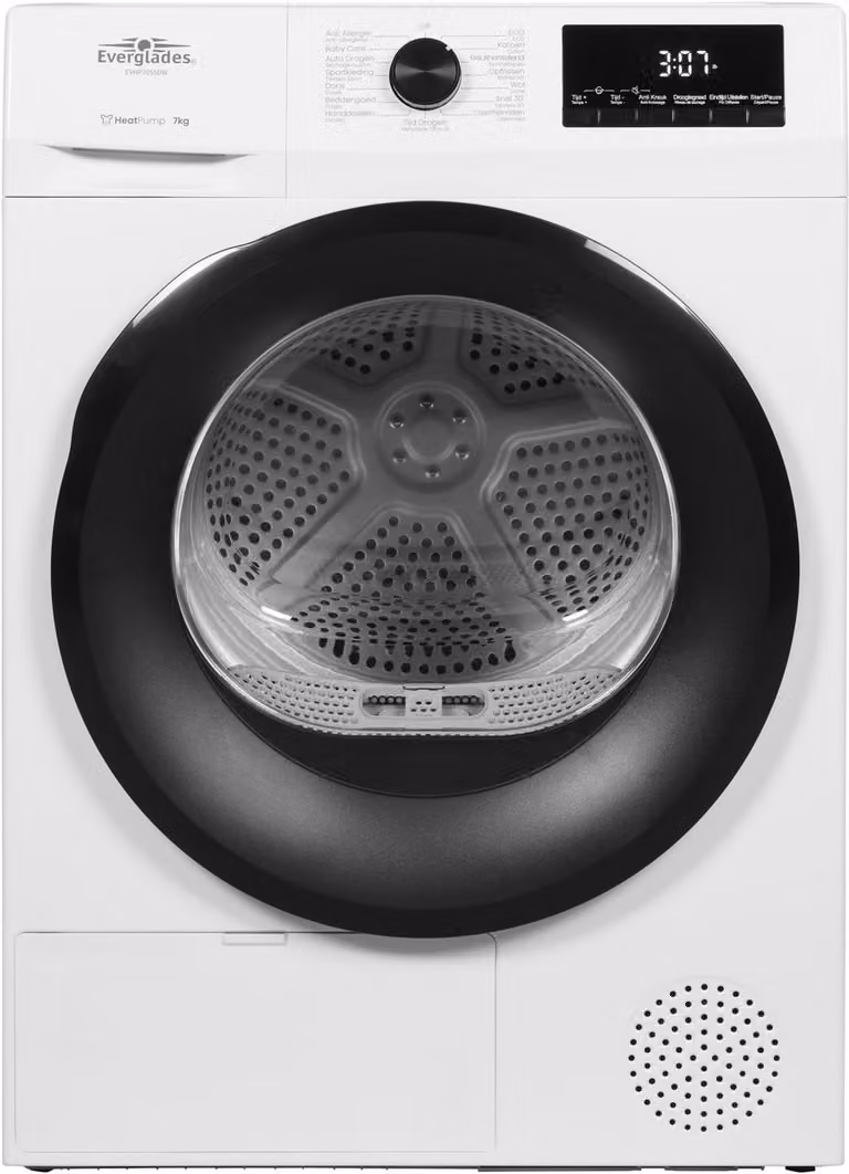 Everglades EVHP7055DW Warmtepompdroger - Arctic White - 7KG - 15 Programma's - Einduitstel