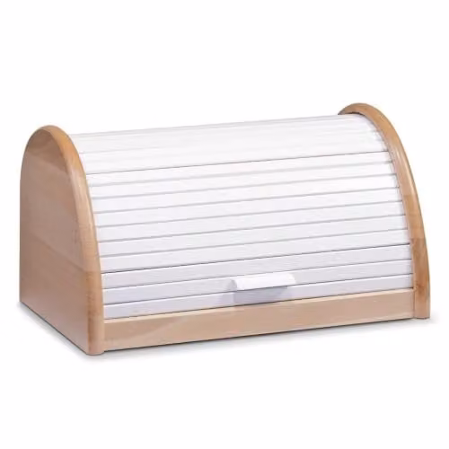 Zeller Broodtrommel Wit met Hout B/D/H: 39 x 25 x 21 cm
