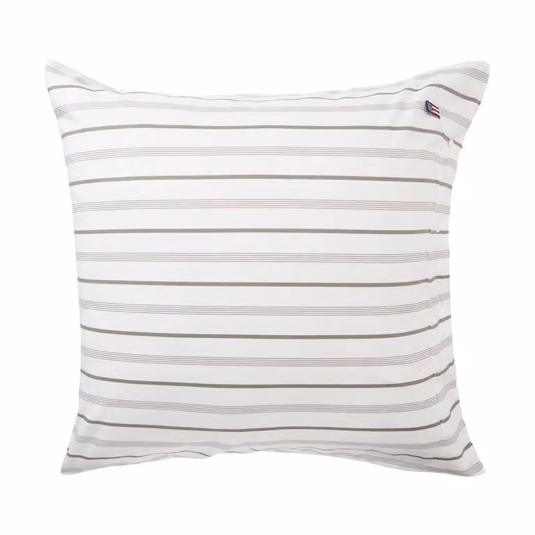 Lexington Striped Cotton Poplin kussensloop - White - 65 x 65 cm