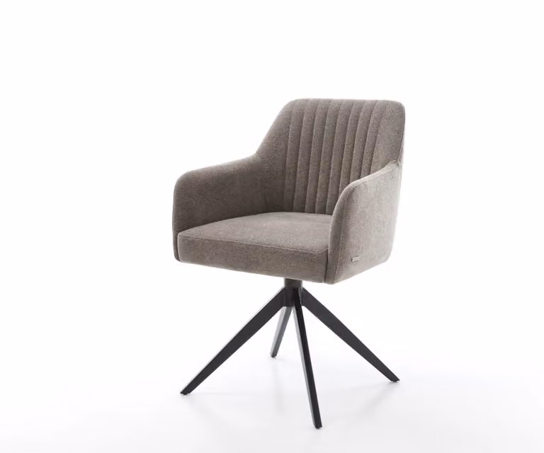 DELIFE Draaistoel Greg-Flex met zachte taupe stof en zwart kruisframe, 360 graden draaibaar met rocker-functie en pocketveer kern